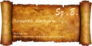 Szvatkó Barbara névjegykártya